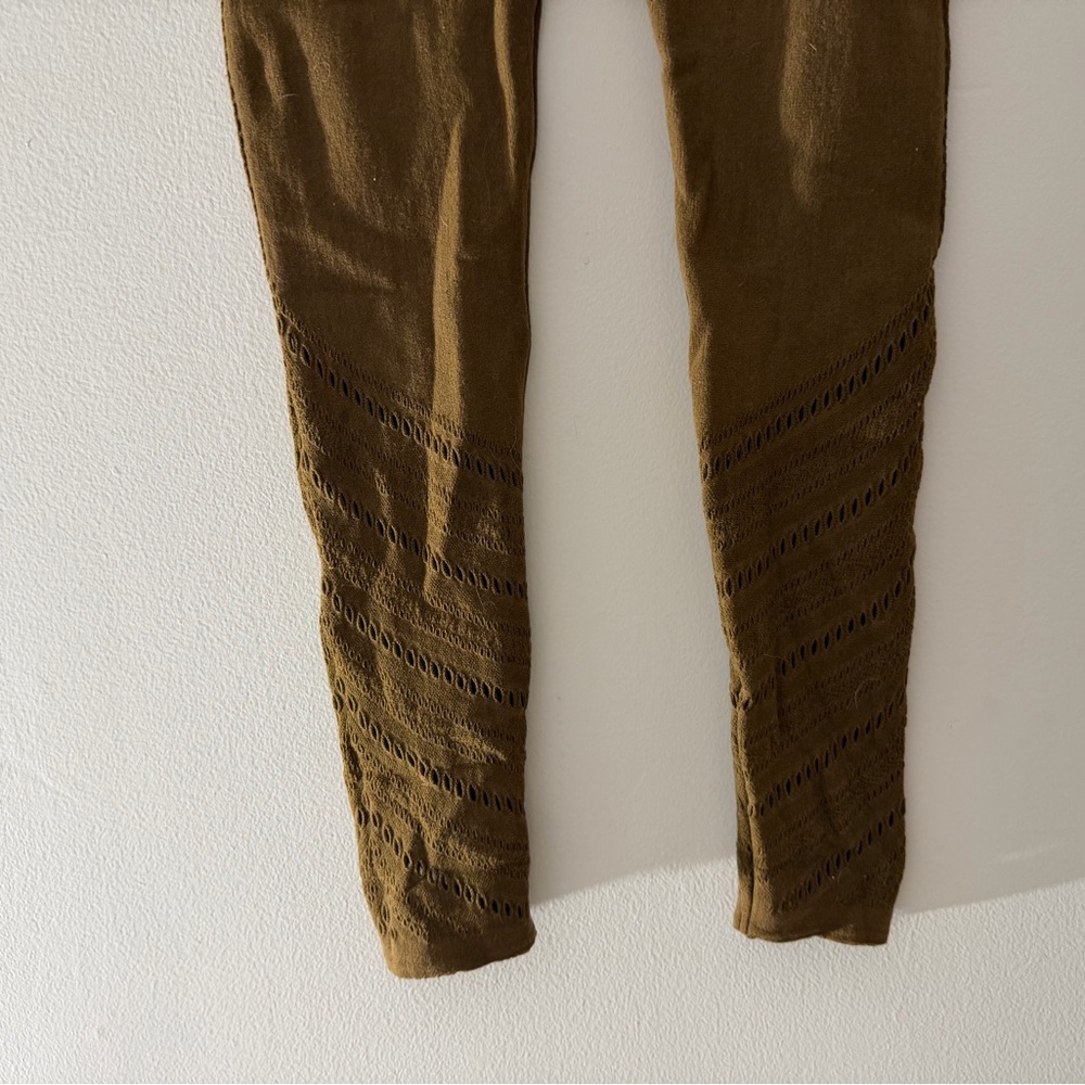 NWT Wolford Perforated Wool-Blend Leggings in Brown Size Small Quiet Luxury - Picture 8 of 16